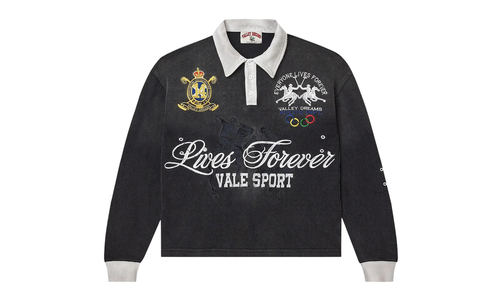 Rock Rugby Long Sleeve Polo Shirt Black VAL189