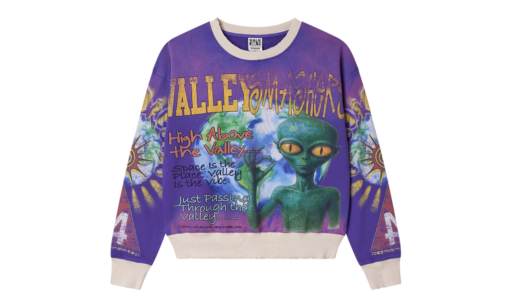 Space Alien Crewneck Sweatshirt Purple VAL55
