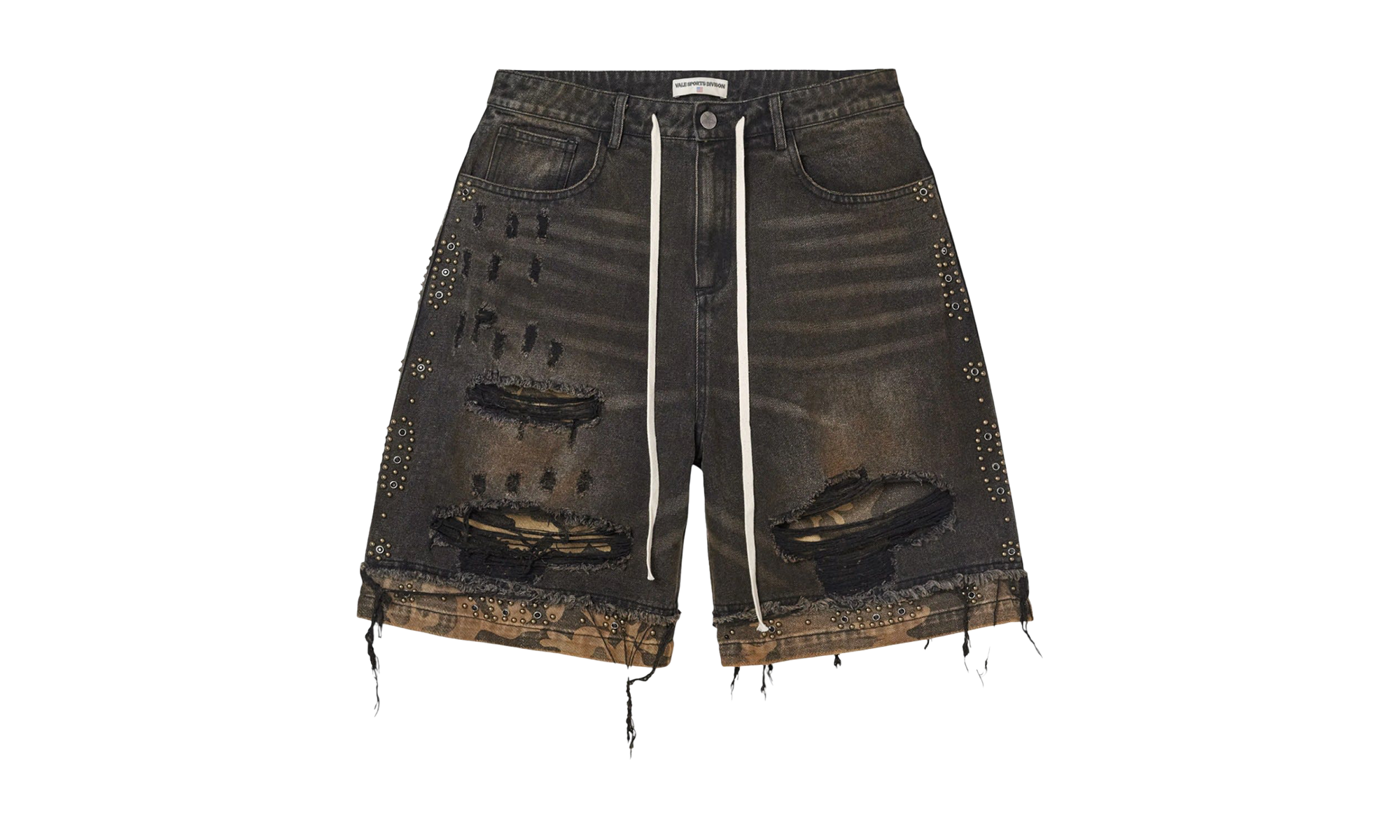 DIV Studded Combo Denim Shorts Faded Dark Wash BX66HM2Y